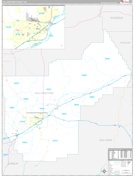 Yellowstone County, MT Wall Map