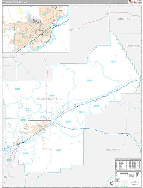 Yellowstone County, MT Wall Map