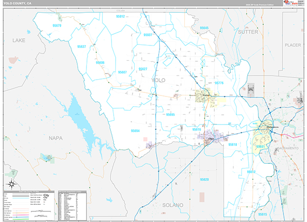 Yolo County, CA Map Premium Style