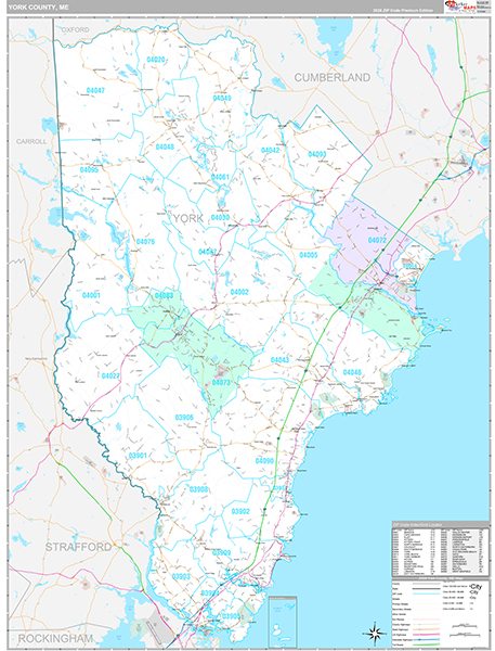 York County, ME Wall Map Premium Style
