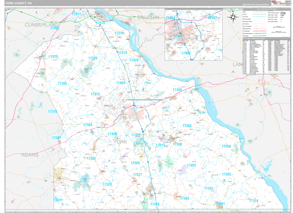 York County, PA Wall Map