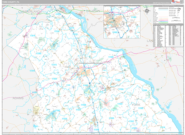 York County, PA Wall Map