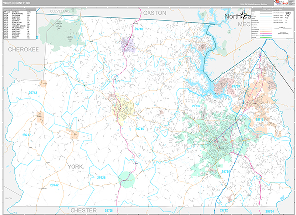 York County, SC Wall Map
