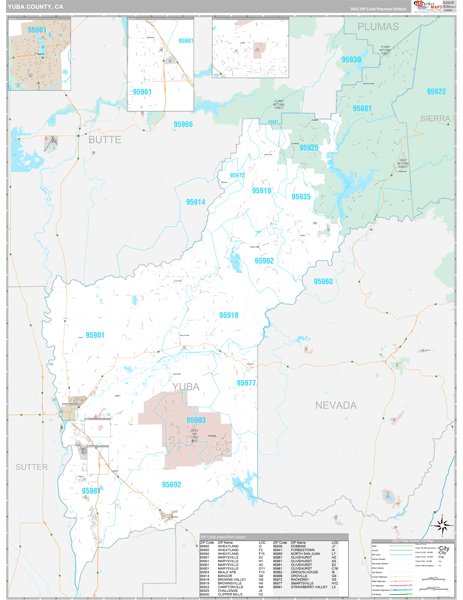 Yuba County Digital Map Premium Style