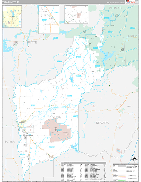 Yuba County, CA Map Premium Style
