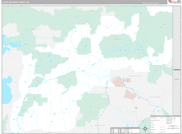 Yukon-Koyukuk Borough (County), AK Wall Map