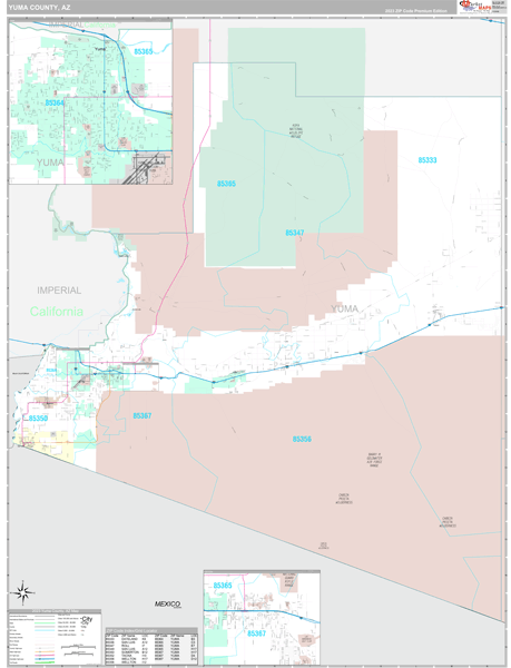 Yuma County, AZ Carrier Route Wall Map