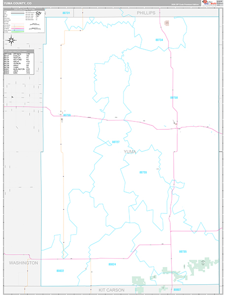 Yuma County, CO Zip Code Map