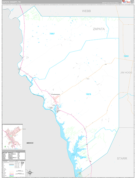 Zapata County, TX Zip Code Map
