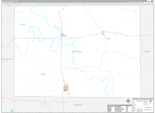 Zavala County, TX Zip Code Map