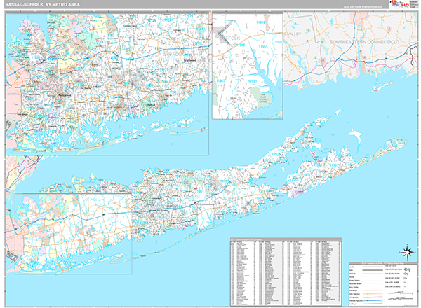 Nassau-Suffolk County, NY Wall Map