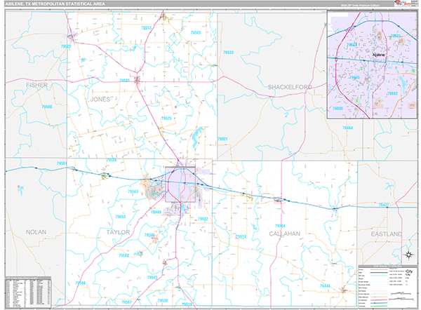 Abilene Metro Area Wall Map