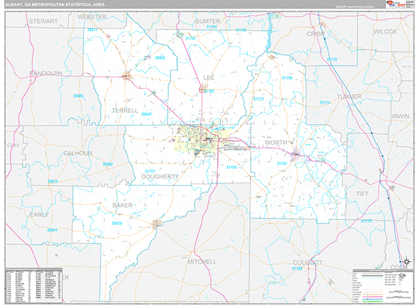 Albany Metro Area Wall Map Premium Style