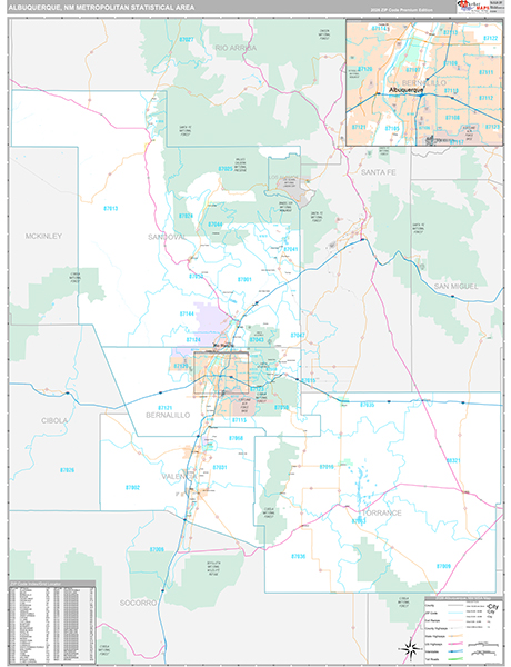 Albuquerque, NM Metro Area Wall Map
