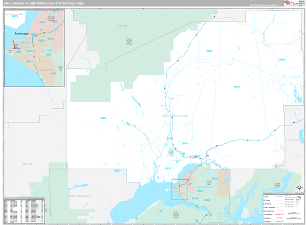 Anchorage Metro Area Digital Map Premium Style