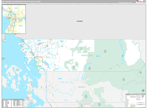 Bellingham, WA Metro Area Wall Map