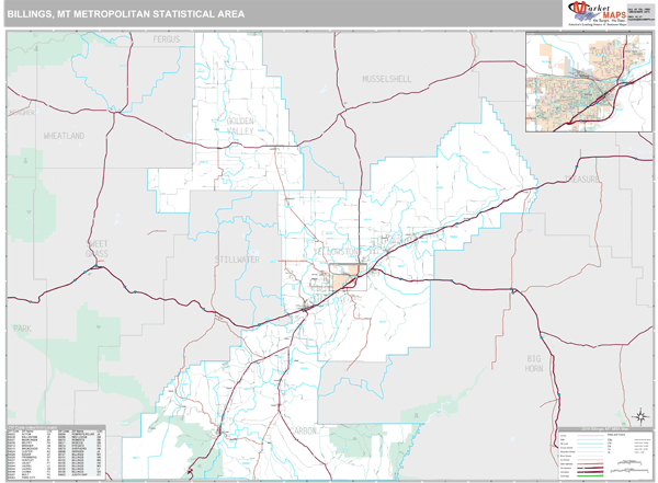 Billings, MT Metro Area Wall Map