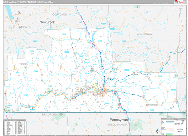 Binghamton Metro Area Wall Map