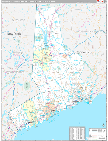 Bridgeport-Stamford-Danbury, CT Metro Area Zip Code Map