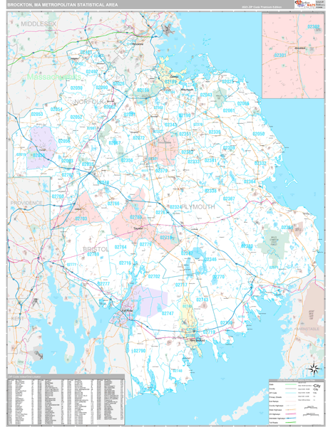 Brockton, MA Metro Area Wall Map