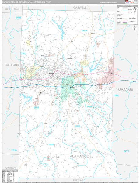 Burlington Metro Area Wall Map