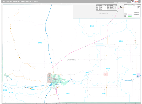 Cheyenne, WY Metro Area Wall Map