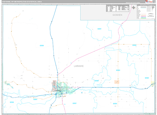 Cheyenne, WY Metro Area Wall Map