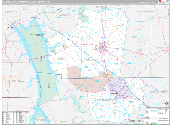 Clarksville, TN Metro Area Wall Map