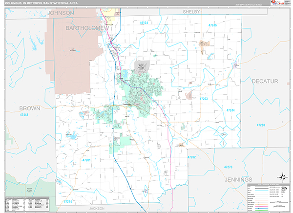 Columbus, IN Metro Area Wall Map