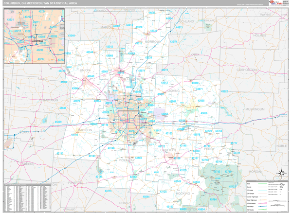 Columbus Metro Area Digital Map Premium Style
