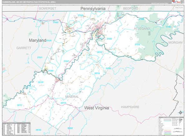 Cumberland, MD Metro Area Wall Map