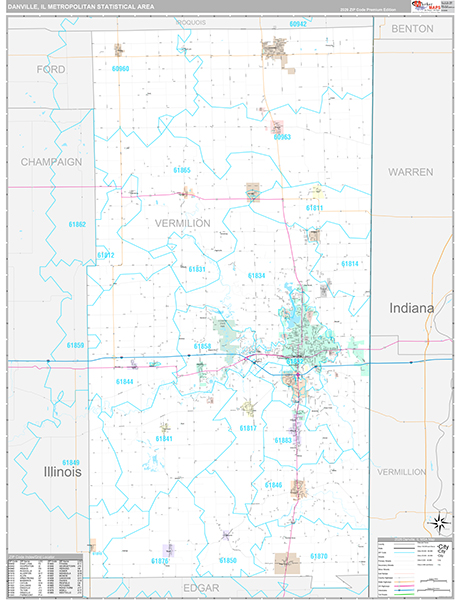 Danville Metro Area Wall Map