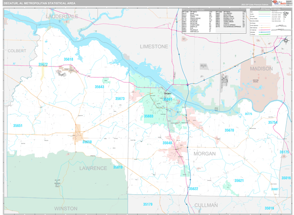 Decatur, AL Metro Area Wall Map