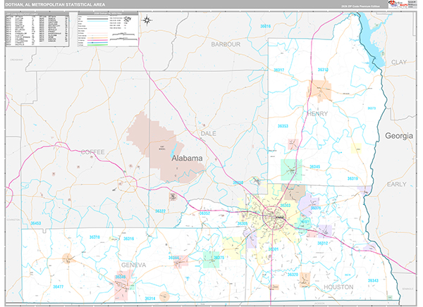 Dothan, AL Metro Area Wall Map