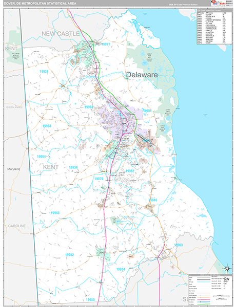 Dover Metro Area Wall Map Premium Style
