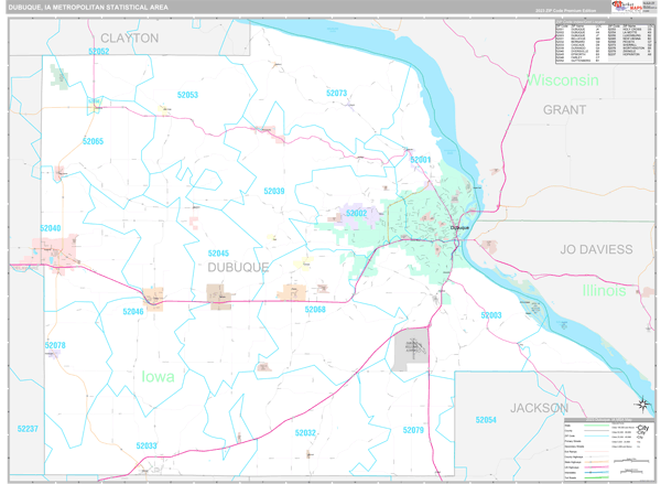 Dubuque, IA Metro Area Wall Map