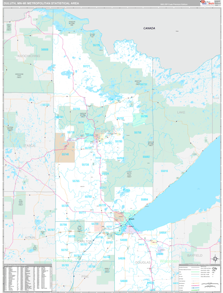 Duluth, MN Metro Area Zip Code Map