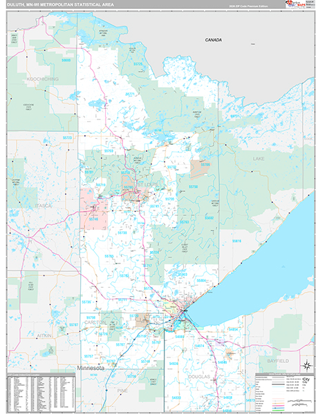 Duluth, MN Metro Area Wall Map