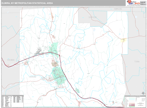 Elmira Metro Area Digital Map Premium Style
