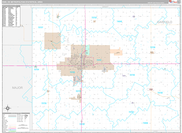 Enid, OK Metro Area Wall Map