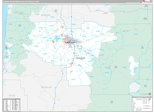Eugene Metro Area Wall Map