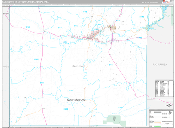 Farmington, NM Metro Area Wall Map