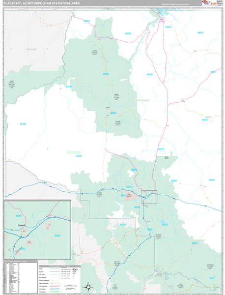 Flagstaff Metro Area Wall Map Premium Style