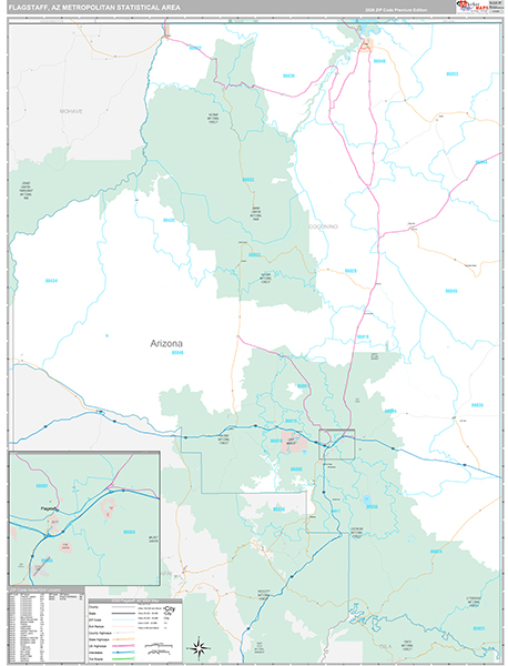 Flagstaff, AZ Metro Area Wall Map