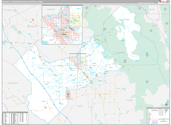 Fresno Metro Area Wall Map