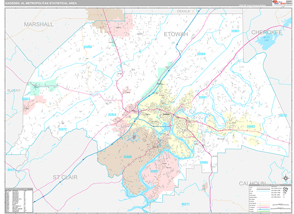 Gadsden, AL Metro Area Wall Map