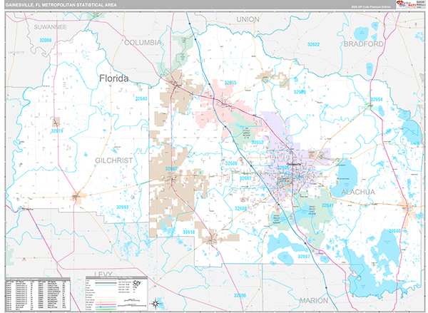 Gainesville, FL Metro Area Wall Map
