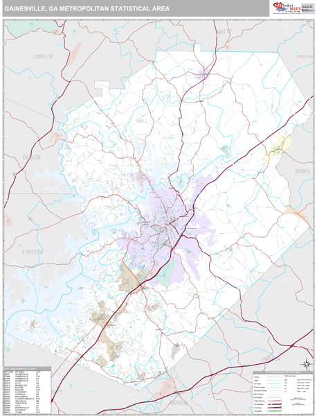 Gainesville, GA Metro Area Wall Map