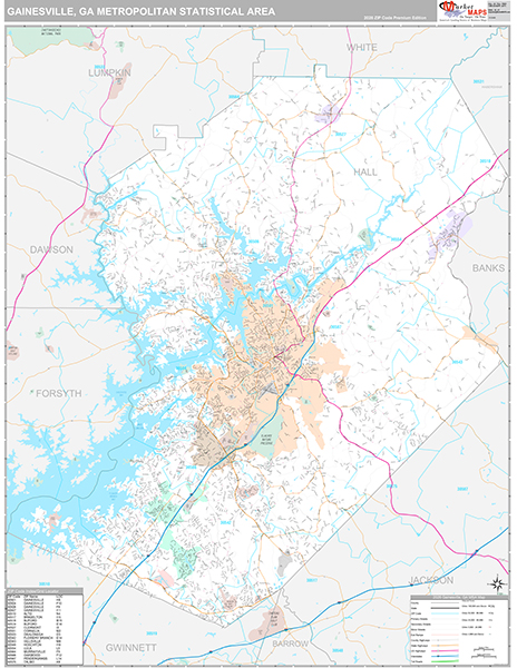 Gainesville, GA Metro Area Wall Map