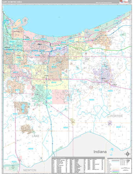 Gary Metro Area Wall Map